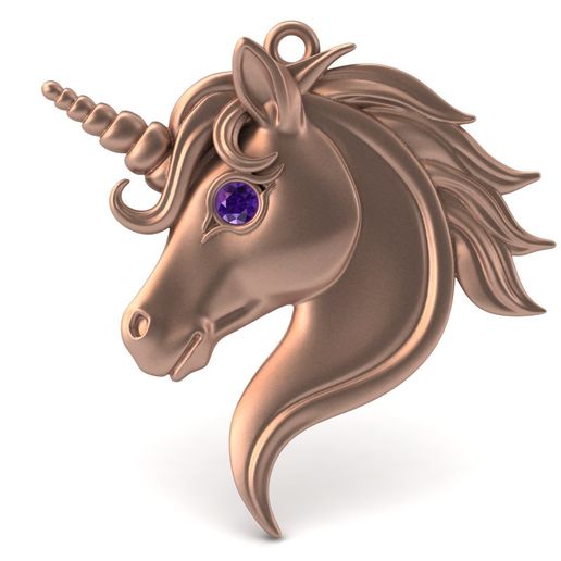 Unicorn Head Pendant High Detail Fantasy Jewelry 40mm