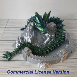 CommLicGreatWall.jpg Crystal Dragon Display Stand Holder *COMMERCIAL LICENSE VERSION* Great Wall of China Diorama for Articulated Dragons Figurines and Flexi - one piece print in place
