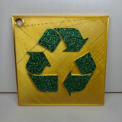 06160CE8-4710-4BB8-ACEA-575728F8C22C.jpeg Free STL file Recycle Sign: Wall/Desk Display or Keychain・3D printer model to download