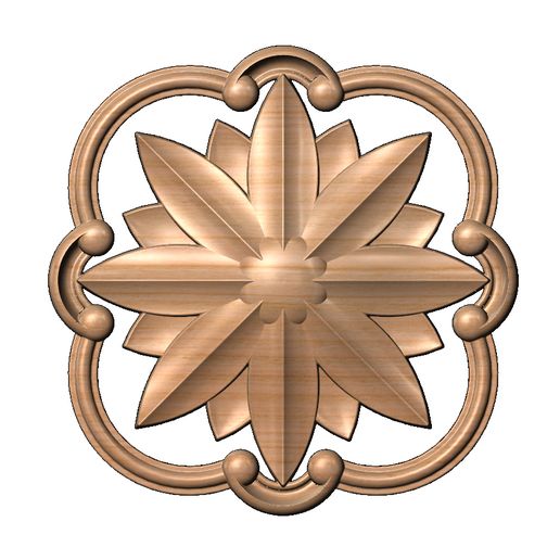 Round-square-segments-frame-Scroll-Faceted-carved-flower-rosette-ornament-arc-Applique-Wood-carving.jpg Modelo de impressão 3D de moldura de voluta quadrada arredondada esculpida e roseta facetada em relevo