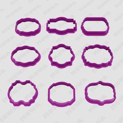 Plaque-cookie-cutter.jpg STL file Plaque cookie cutter set 9 PCS・Model to download and 3D print
