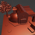 r6.png Woodish House: Rounded Kitchen, Tree, and Parked Car