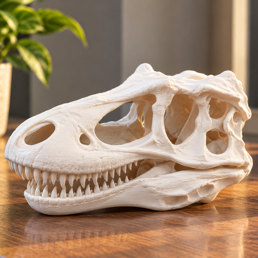 Theropod Dinosaur Skull Fossil Replica — 3D Printable Cute Decor | Desk Display | Animal Lover Gift
