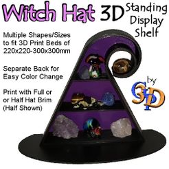 Witch-Hat-Shelf-IMG.jpg Файл STL 3D Шляпа ведьмы стоящая 3-ярусная полка STL готический викканский кристалл дисплей・Дизайн 3D принтера для загрузки