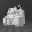 Gatito-con-escritorio-stl-7.png FREE! 🐾 Kawaii Cat with Desk and Bookshelf | STL FREE / Free Model