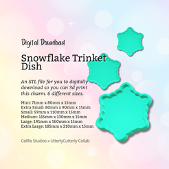 Cover-7.png Snowflake Christmas Trinket Dish STL File - Digital Download -6 Tamaños- Homeware, Boho Modern Design