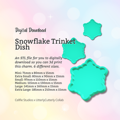 Cover-7.png Snowflake Christmas Trinket Dish STL File - Digital Download -6 Größen- Haushaltswaren, Boho Modern Design