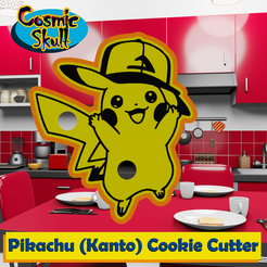 025-Pikachu-Kanto-2D.png STL file Pikachu (Kanto) Cookie Cutter・3D printer design to download, CosmicSkull