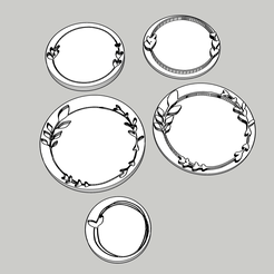 Cornici-tonde.png STL file Circle frame elegant floreal love cookie stamp embossed impression cake design decoration party boy girl confirmation couple comunion wedding・3D print object to download