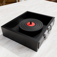 secondrender.png Vinyl Record Coasters Set with Turntable Storage Box