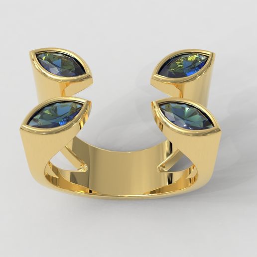 Marquise Gemstone Open Ring 3D model