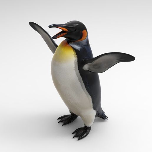 1/32 Scale Penguin with Raised Flippers - Realistic Antarctic Wildlife Figure for Slot Car Diorama, Ice Scene & Miniature Display