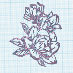 magnolia-flowers.png STL file Magnolia flowers wall art decoration, boho, line art drawing, floral design outline・3D printable model to download, Allexxe