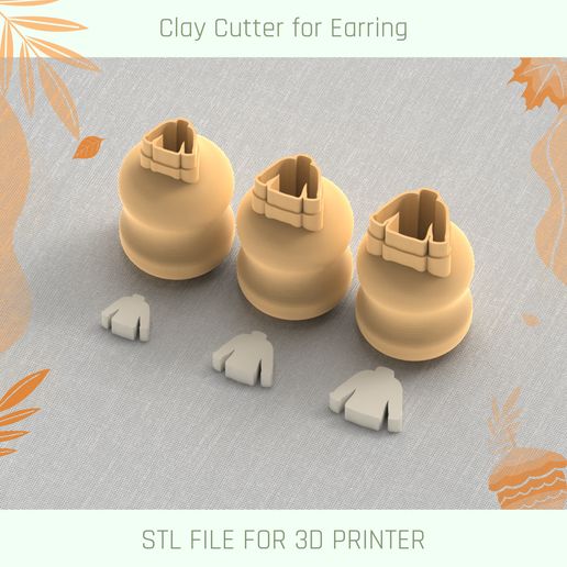 Sweater Mini Cutter, Autumn Micro Clay Cutter, 3 Sizes 3D model