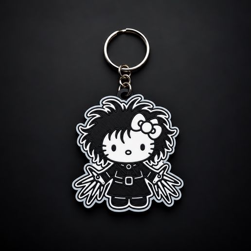 Hello Kitty as Edward Scissorhands keychain