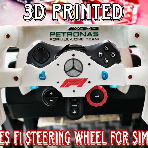 1-2.jpg 3D Printed MERCEDES F1 Racing Wheel for Sim Racing Logitech G29 Mod