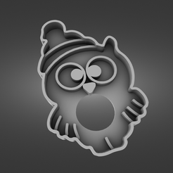 sova-render.png STL file Owl with hat - Cookies Cutter・3D print model to download