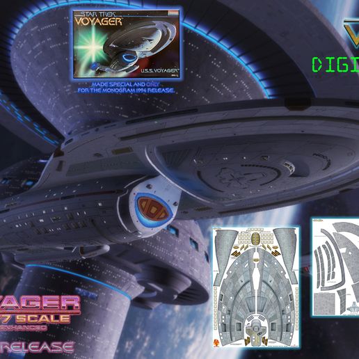 Digital Download: U.S.S. Voyager 1/677 Scale Monogram Edition Hull Detailing Set