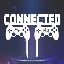connected.jpg Connected Mr and Mrs Gamer Wedding Cake Topper