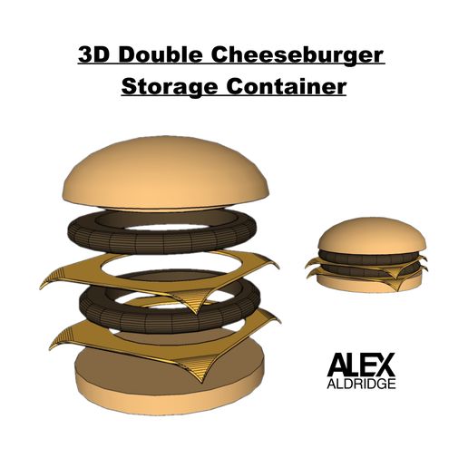 3D Cheeseburger Storage Box 3D model