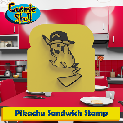 Pikachu with Cap (Kalos) Sandwich Stamp 3D model