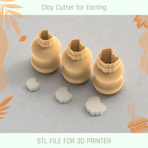 Cookie Mini Cutter, Autumn Micro Clay Cutter, 3 Sizes 3D model
