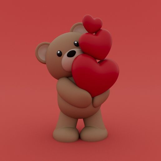 🧸 Especial San Valentín Osito de peluche con corazones・Archivo