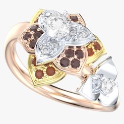 2.jpg 3D-Datei Diamant Blume Blatt Frauen Ring 3D CAD Design-R001G 3D PRINT MODEL・Vorlage für 3D-Druck zum herunterladen