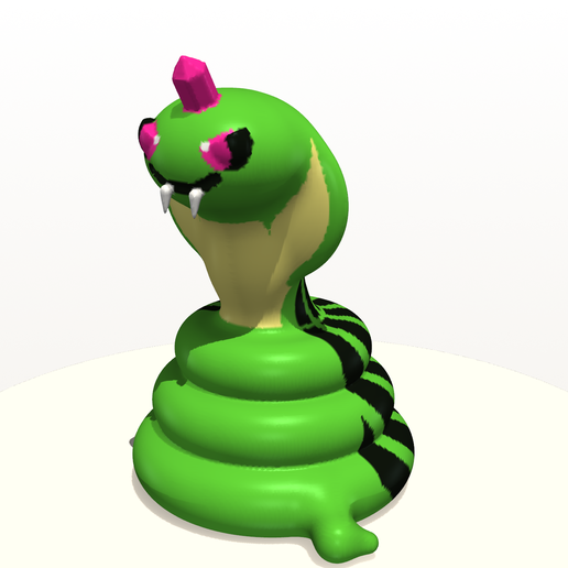 Hissby #028 – Coiled Cobra Snake Villain with Fangs | Multicolor AMS 3MF + STL