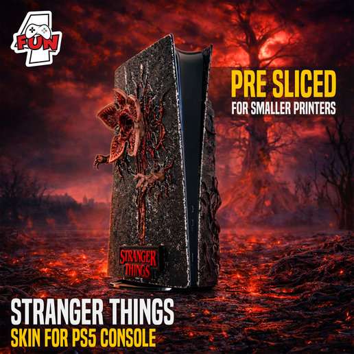 STRANGER THINGS PS5 CONSOLE COVER/SKIN – PRE-SLICED EDITION 3MF file included
