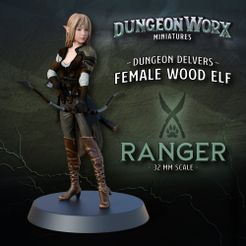 Dungeon-Delvers-Female-Wood-Elf-Ranger-Color.jpg Female Elf Ranger miniature for Tabletop RPGs