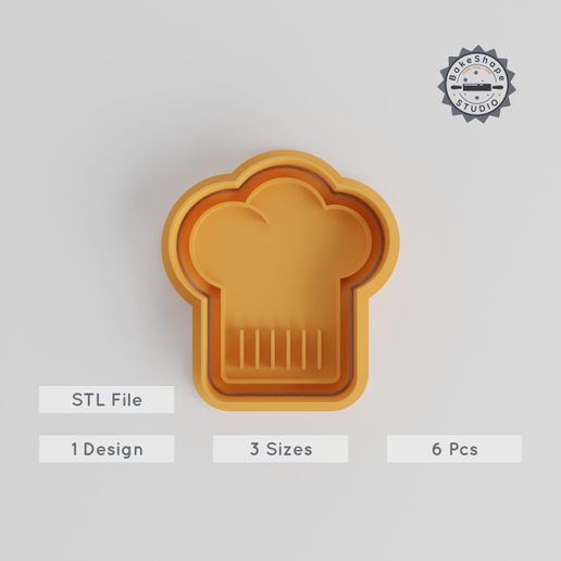 Cooking School Shape Cutter & Stamp, Perfect for Cookies & Fondant, 3 Sizes, 6-Piece Set 3D model