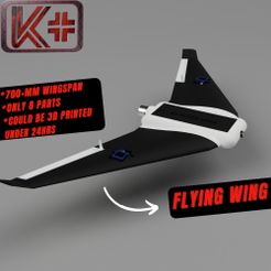 700-mm-wingspan-Only-8-parts-Could-be-3D-printed-under-24hrs.jpg Flying Wing FPV Drone by K+