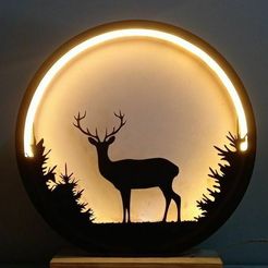 deer-lamp-for-desk-or-table-or-wall-stl-for-3d-print-1.jpg STL file deer lamp for desk - table -wall・Template to download and 3D print