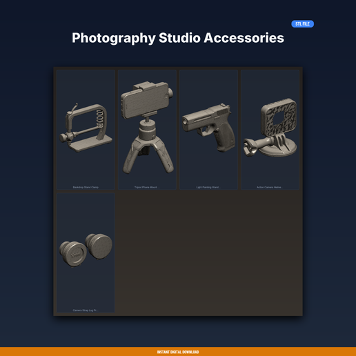 Photography Studio Accessories - 5-Model STL Bundle
