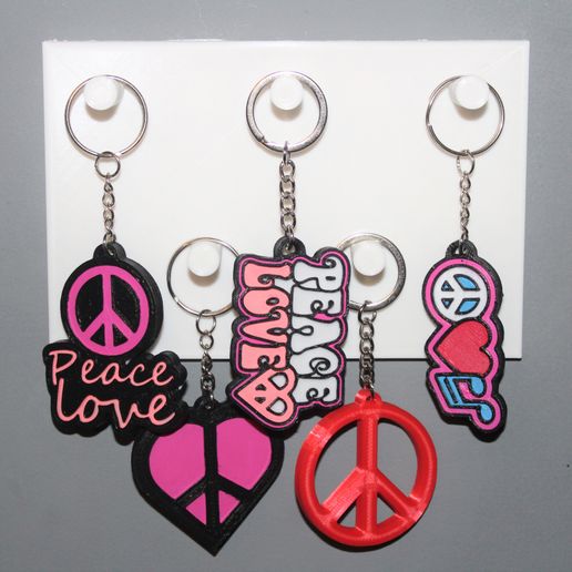 5 Keychain Peace and Love 1 3D model