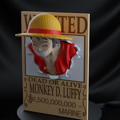 one-piece-luffy-wanted-poster-3d-model-stl.jpeg 3D file One Piece - Luffy wanted poster・3D printer model to download