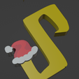 S.png HARRY POTTER STYLE LETTER S WITH CHRISTMAS HAT + KEYCHAIN