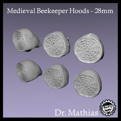 Beekeeper-Hoods-Render-Logo.jpg Medieval Beekeeper Hoods - 28mm Heads