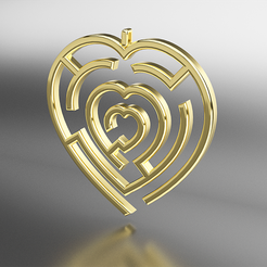 title.png Free STL file Maze-Heart Pendant・3D printer design to download, petgreen