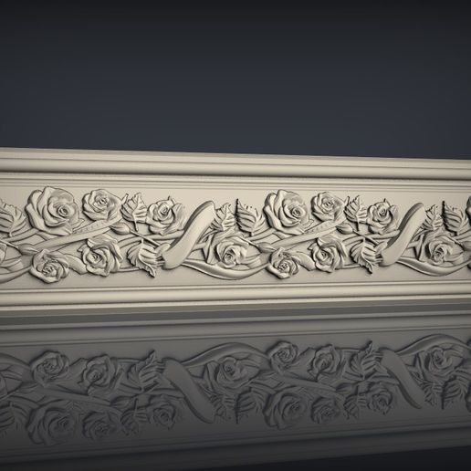 Classic Rose Garland & Ribbon Frieze Border Molding STL File for CNC & 3D Printing