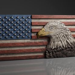 US-Flag-Eagle-color-©.jpg 3D-Datei USA Flagge - Adler - CNC Dateien für Holz, 3D STL Modell・Design zum Herunterladen und 3D-Drucken