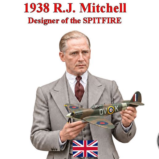 1938 R.J. Mitchell With Spitfire