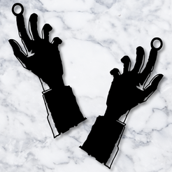 project_20230918_1917106-01.png STL file zombie hands earrings zombie halloween costume jewelry・Template to download and 3D print