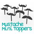 mustache.jpg PACK 8 moustache toppers - father's day, gentleman's day - formal - wedding - beard - cupcake decoration, muffins - 4 cm