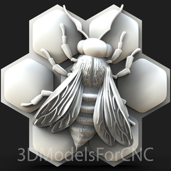 1.png Fichier 3D Modèle 3D Fichier STL pour CNC Router Laser & 3D Printer Bee on Honeycomb 1・Objet pour imprimante 3D à télécharger