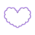 ruffle heart 3.75in.stl 4 sizes - Ruffle Scalloped Puffy Heart Cookie Cutter - Sharp, clean cutting edges!