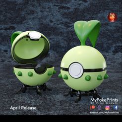 chikorita-ball-copy.jpg 3D-Datei Chikorita POKEBALL - funktional・Design für 3D-Drucker zum herunterladen