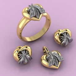 1.jpg Gucci Ring Earring Pendant Necklace Bee Jewelry 3D print model