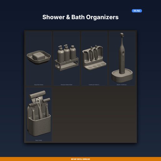 Shower & Bath Organizers - 5-Model STL Bundle